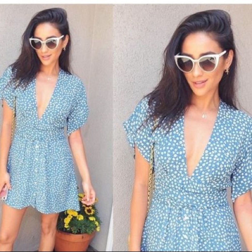 Faithfull Umbria Mini Dress in Blue Floral